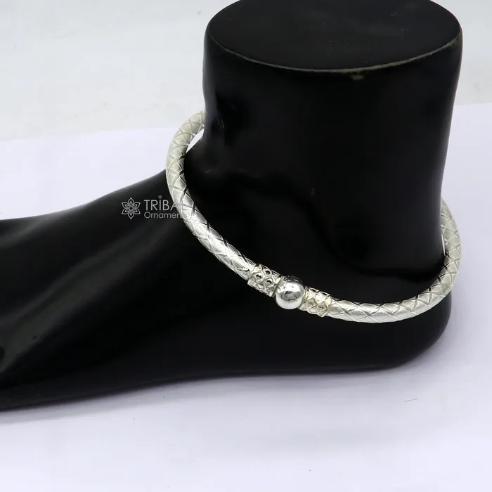 Bracelets TRIBAL ORNAMENTS 925 Sterling silver Handmade plain design indian traditional womens customized foot kada ankle kada bracelet tribal jewelry nsfk114