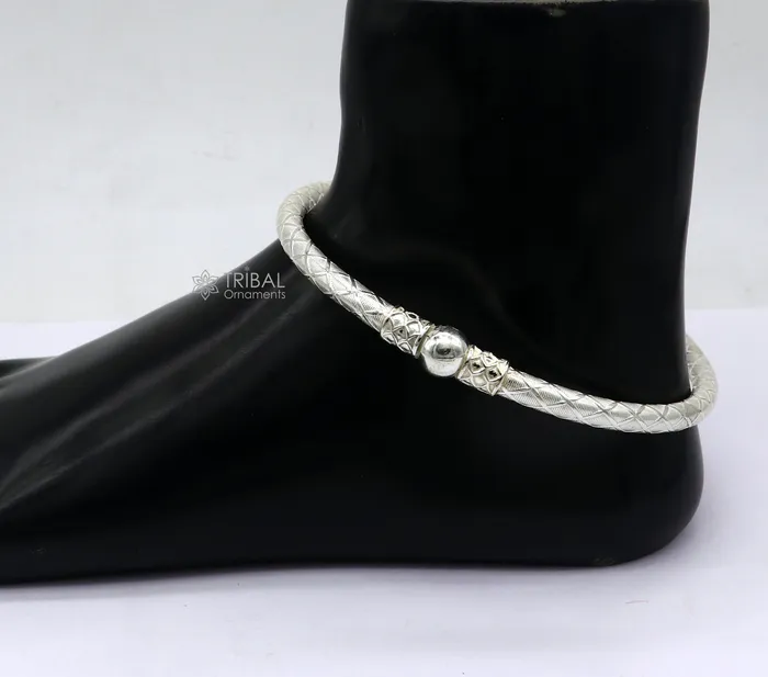 Bracelets TRIBAL ORNAMENTS 925 Sterling silver Handmade plain design indian traditional womens customized foot kada ankle kada bracelet tribal jewelry nsfk114