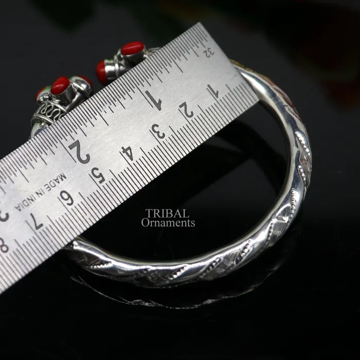 Bracelets TRIBAL ORNAMENTS Designer 925 sterling silver handmade gorgeous red stone antique design bangle bracelet kada fabulous wrist jewelry tribal jewelry nsk103