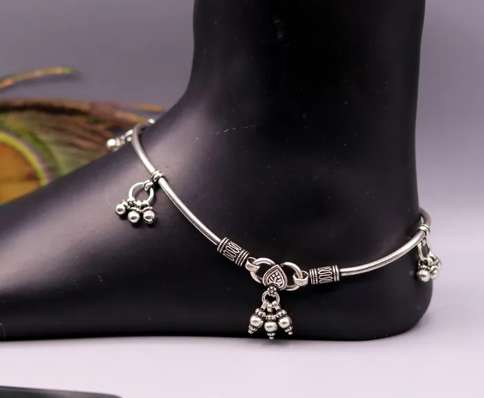 Bracelets TRIBAL ORNAMENTS handmade 925 Sterling silver handmade vintage antique design stylish anklet foot bracelet hanging bells tribal belly dance jewelry ank29 Bracelets TRIBAL ORNAMENTS handmade 925 Sterling silver handmade vintage antique design stylish anklet foot bracelet hanging bells tribal belly dance jewelry ank29