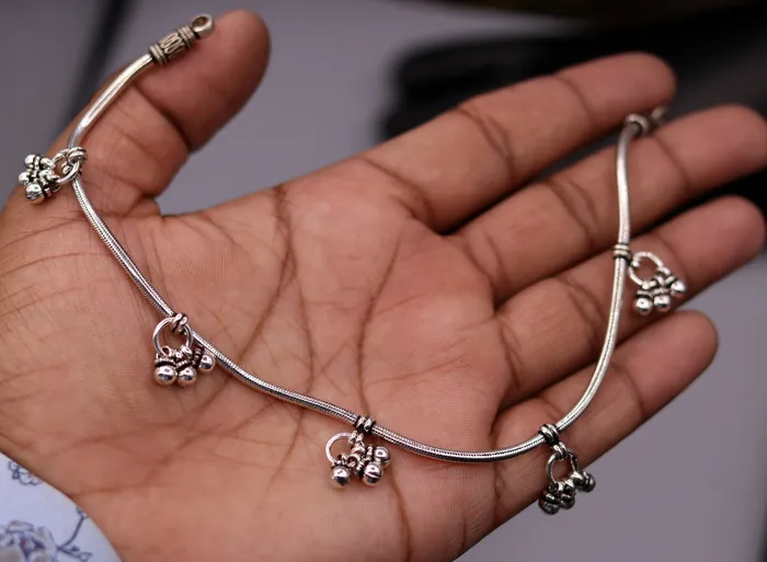 Bracelets TRIBAL ORNAMENTS handmade 925 Sterling silver handmade vintage antique design stylish anklet foot bracelet hanging bells tribal belly dance jewelry ank29 Bracelets TRIBAL ORNAMENTS handmade 925 Sterling silver handmade vintage antique design stylish anklet foot bracelet hanging bells tribal belly dance jewelry ank29
