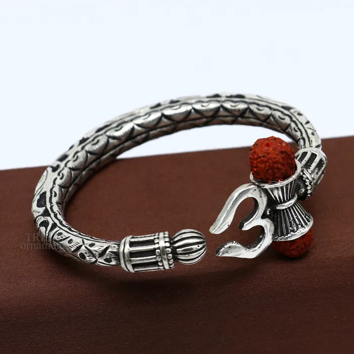 Bracelets TRIBAL ORNAMENTS Unique handmade nakshi work 925 sterling silver trident kada trishul kada bahubali kada bangle bracelet for both mens and girls nsk461 Bracelets TRIBAL ORNAMENTS Unique handmade nakshi work 925 sterling silver trident kada trishul kada bahubali kada bangle bracelet for both mens and girls nsk461