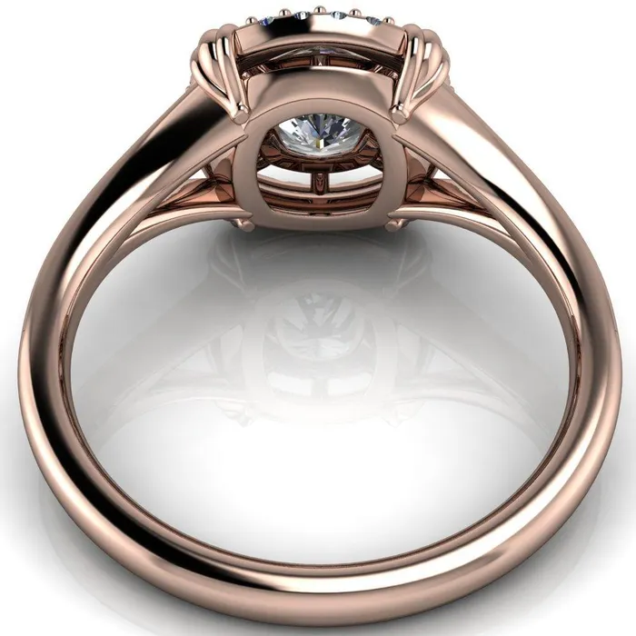 Caldwell Center Stone Moissanite Bezel Set Diamond Halo Split Shank Engagement Ring Fire Brilliance Rings