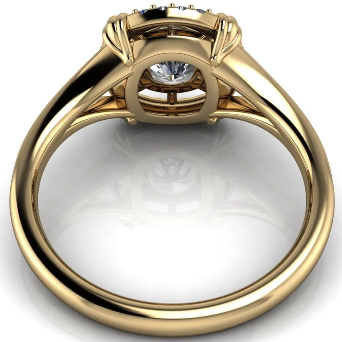 Caldwell Center Stone Moissanite Bezel Set Diamond Halo Split Shank Engagement Ring Fire Brilliance Rings