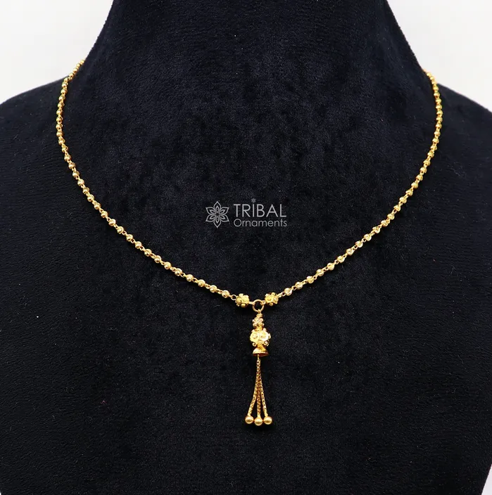 Certified hallmarked 22kt yellow gold beaded chain with solid ball pendant handmade chain girls gift chain necklace delicate jewelry ch576 TRIBAL ORNAMENTS Necklaces Certified hallmarked 22kt yellow gold beaded chain with solid ball pendant handmade chain girls gift chain necklace delicate jewelry ch576 TRIBAL ORNAMENTS Necklaces