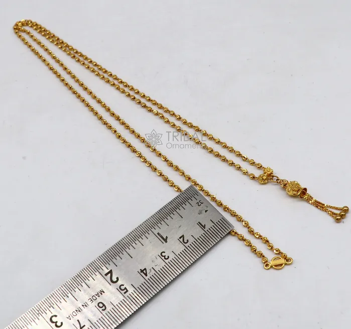 Certified hallmarked 22kt yellow gold beaded chain with solid ball pendant handmade chain girls gift chain necklace delicate jewelry ch576 TRIBAL ORNAMENTS Necklaces Certified hallmarked 22kt yellow gold beaded chain with solid ball pendant handmade chain girls gift chain necklace delicate jewelry ch576 TRIBAL ORNAMENTS Necklaces