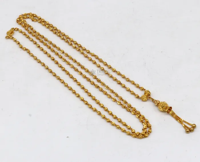 Certified hallmarked 22kt yellow gold beaded chain with solid ball pendant handmade chain girls gift chain necklace delicate jewelry ch576 TRIBAL ORNAMENTS Necklaces Certified hallmarked 22kt yellow gold beaded chain with solid ball pendant handmade chain girls gift chain necklace delicate jewelry ch576 TRIBAL ORNAMENTS Necklaces