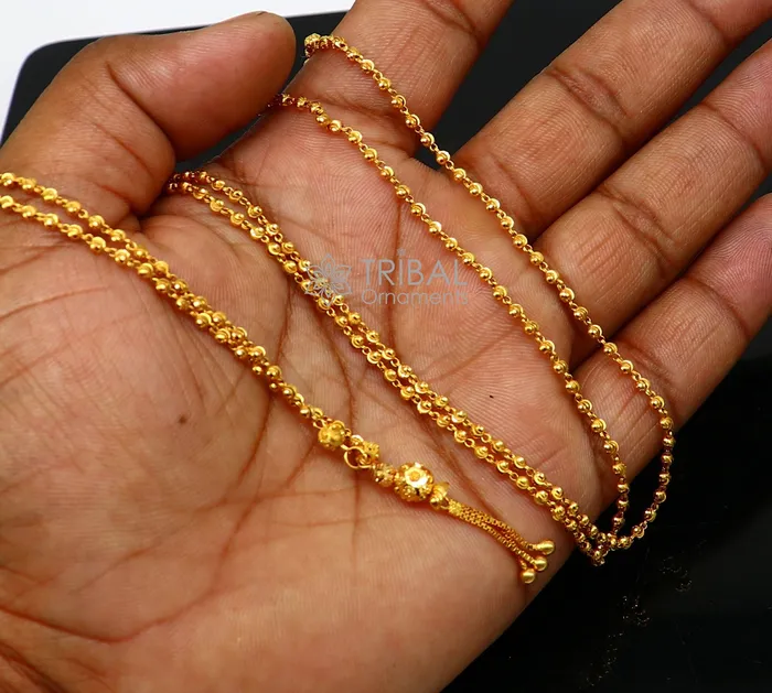 Certified hallmarked 22kt yellow gold beaded chain with solid ball pendant handmade chain girls gift chain necklace delicate jewelry ch576 TRIBAL ORNAMENTS Necklaces Certified hallmarked 22kt yellow gold beaded chain with solid ball pendant handmade chain girls gift chain necklace delicate jewelry ch576 TRIBAL ORNAMENTS Necklaces