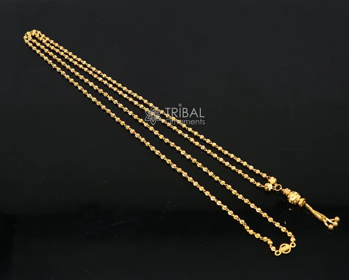 Certified hallmarked 22kt yellow gold beaded chain with solid ball pendant handmade chain girls gift chain necklace delicate jewelry ch576 TRIBAL ORNAMENTS Necklaces Certified hallmarked 22kt yellow gold beaded chain with solid ball pendant handmade chain girls gift chain necklace delicate jewelry ch576 TRIBAL ORNAMENTS Necklaces