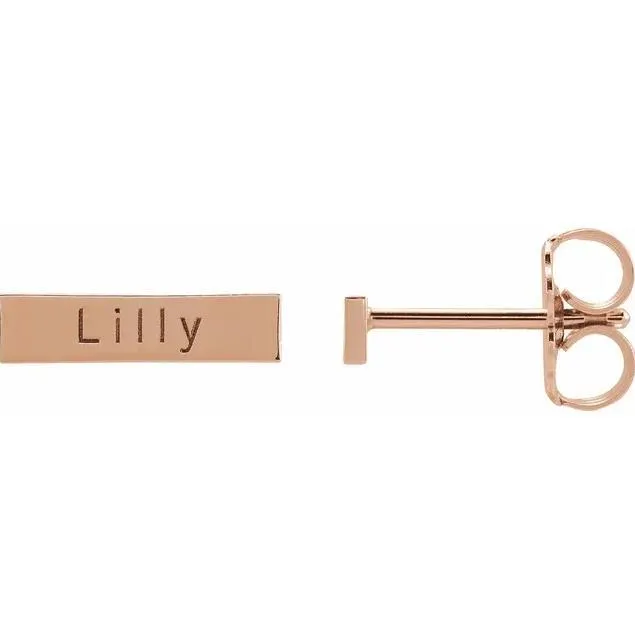 Charles Colvard Earrings Engravable Bar Stud Earrings