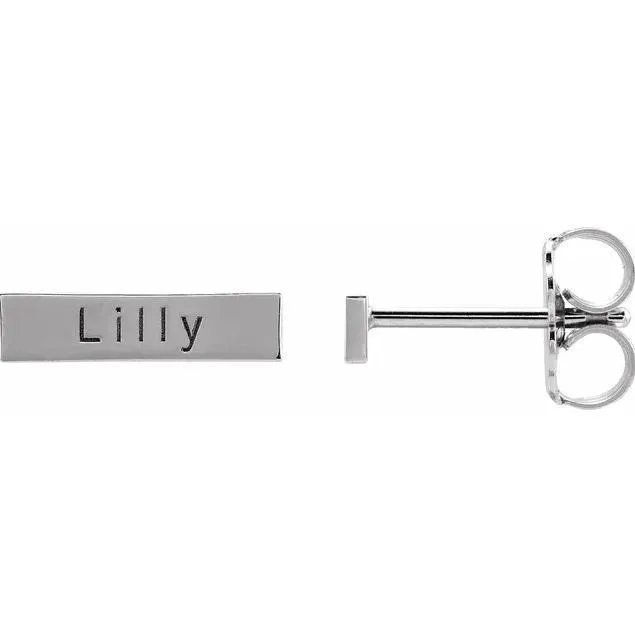 Charles Colvard Earrings Engravable Bar Stud Earrings