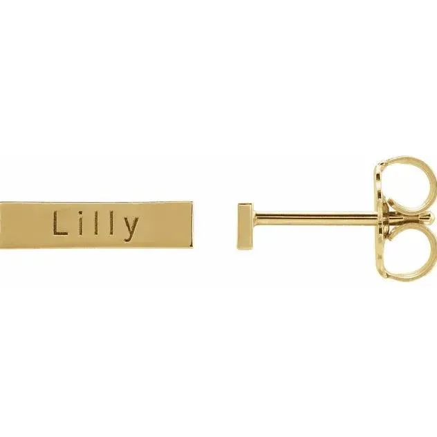 Charles Colvard Earrings Engravable Bar Stud Earrings