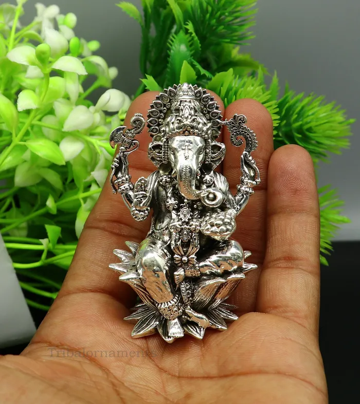 Combo Laxmi and Ganesha 925 Sterling silver handmade customized Hindu idols statue puja article figurine home dcor puja Articles art27 TRIBAL ORNAMENTS Rings
