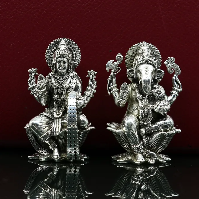 Combo Laxmi and Ganesha 925 Sterling silver handmade customized Hindu idols statue puja article figurine home dcor puja Articles art27 TRIBAL ORNAMENTS Rings