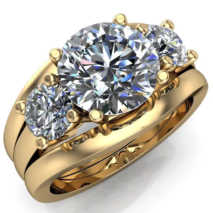 Danelle Round Center Stone Under Bezel Engagement Ring Fire Brilliance Rings