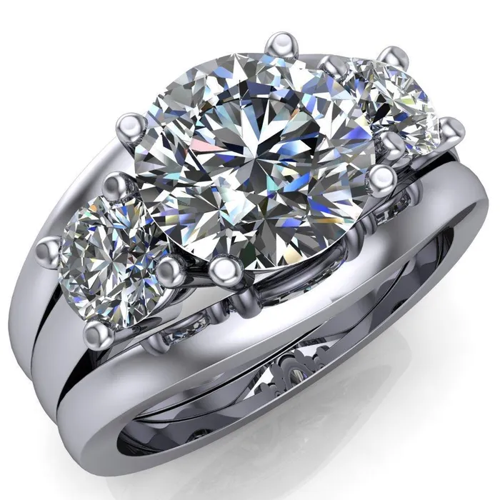 Danelle Round Center Stone Under Bezel Engagement Ring Fire Brilliance Rings