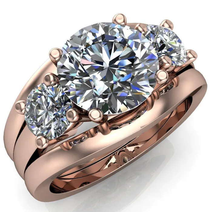Danelle Round Center Stone Under Bezel Engagement Ring Fire Brilliance Rings