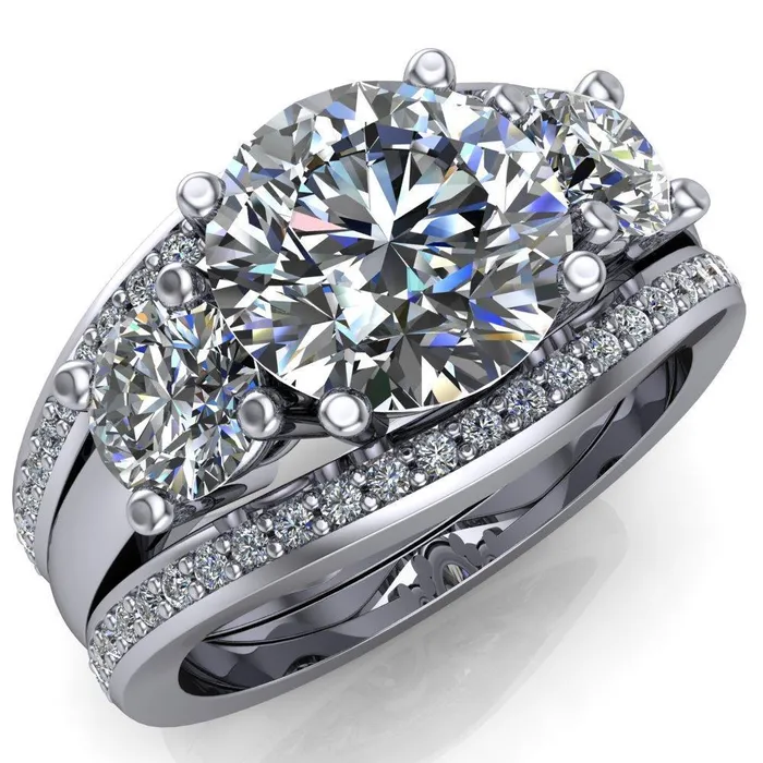 Danelle Round Center Stone Under Bezel Engagement Ring Fire Brilliance Rings