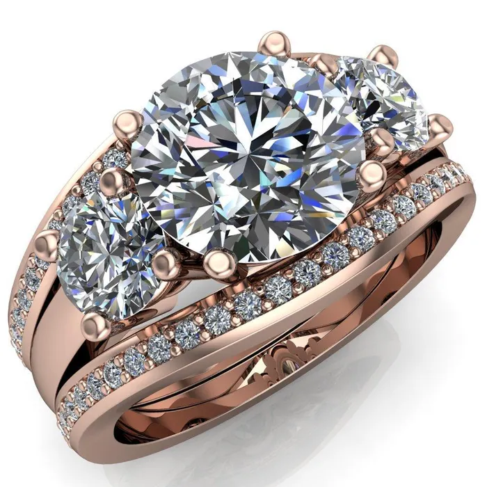 Danelle Round Center Stone Under Bezel Engagement Ring Fire Brilliance Rings