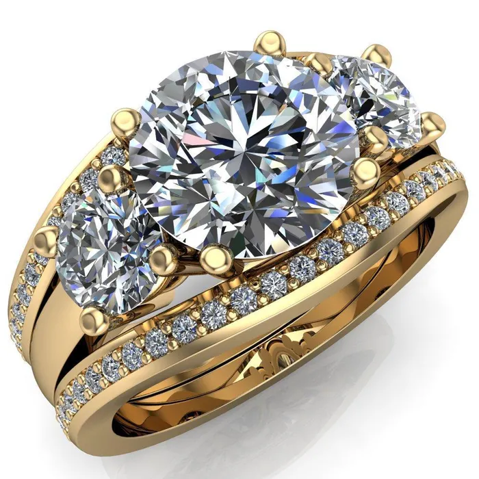 Danelle Round Center Stone Under Bezel Engagement Ring Fire Brilliance Rings