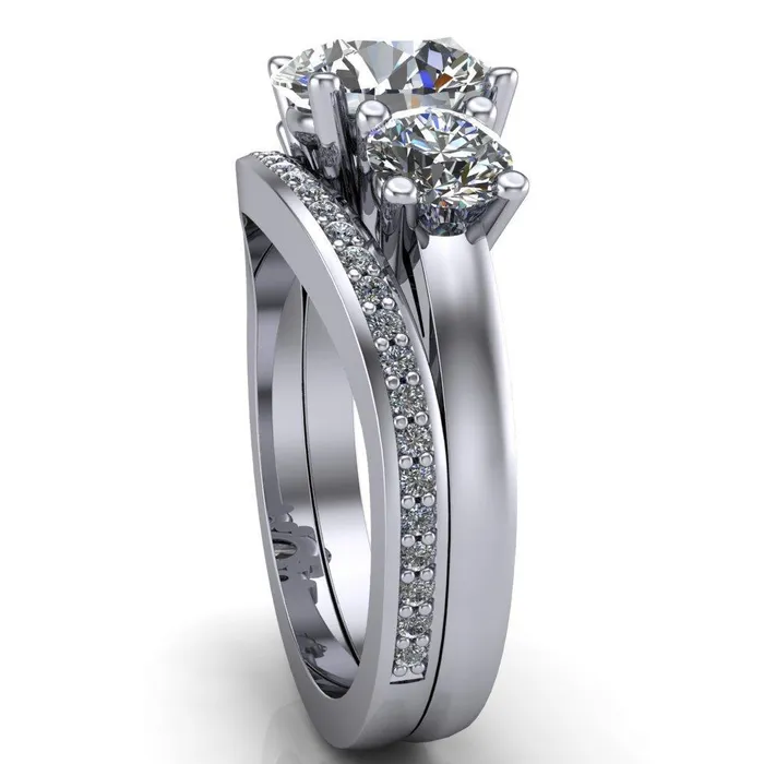 Danelle Round Center Stone Under Bezel Engagement Ring Fire Brilliance Rings