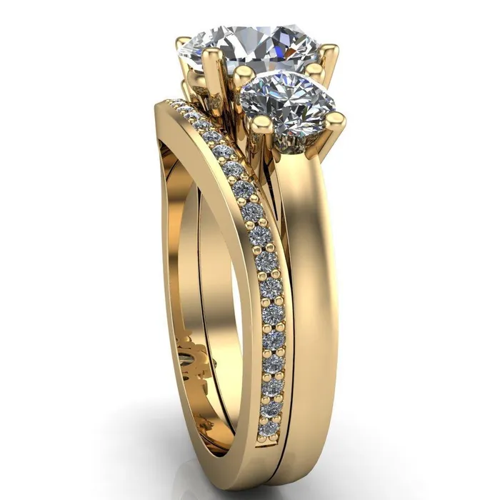 Danelle Round Center Stone Under Bezel Engagement Ring Fire Brilliance Rings
