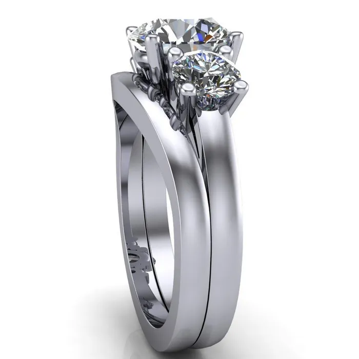 Danelle Round Center Stone Under Bezel Engagement Ring Fire Brilliance Rings