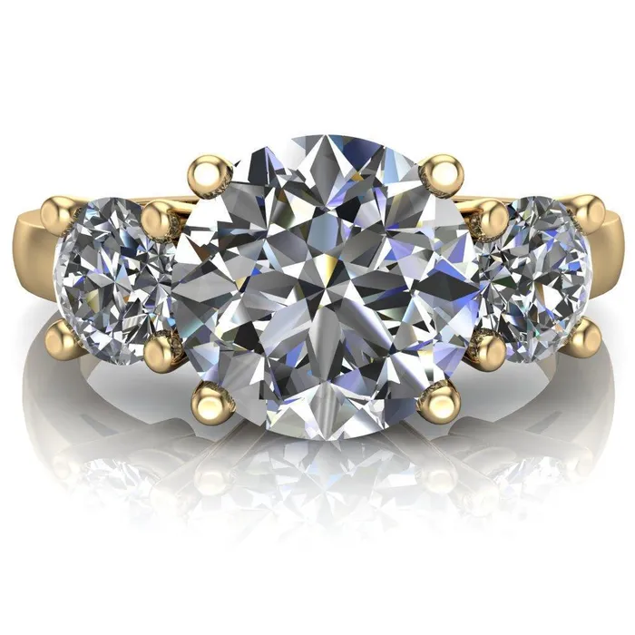 Danelle Round Center Stone Under Bezel Engagement Ring Fire Brilliance Rings