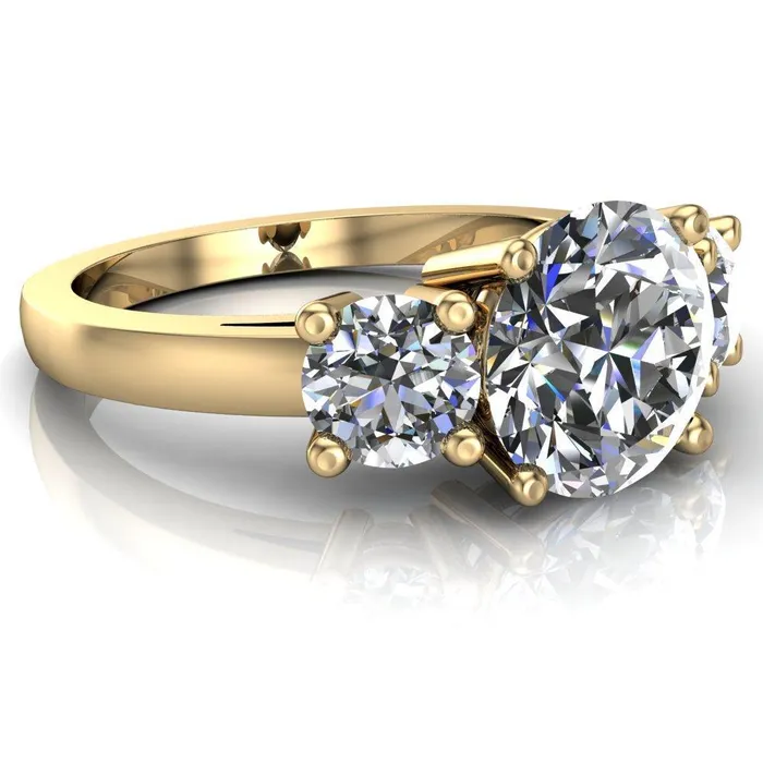Danelle Round Center Stone Under Bezel Engagement Ring Fire Brilliance Rings