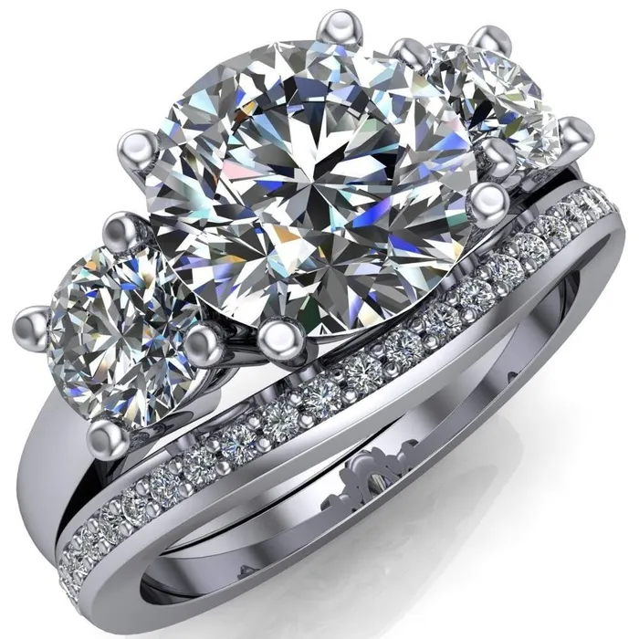 Danelle Round Center Stone Under Bezel Engagement Ring Fire Brilliance Rings