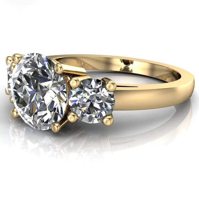 Danelle Round Center Stone Under Bezel Engagement Ring Fire Brilliance Rings