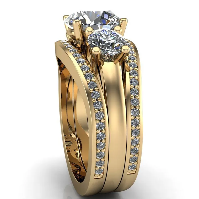 Danelle Round Center Stone Under Bezel Engagement Ring Fire Brilliance Rings