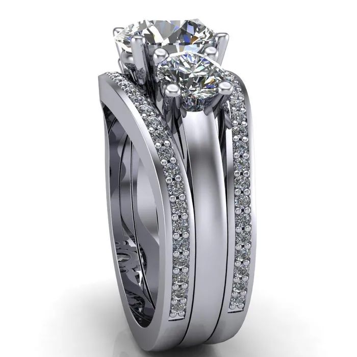 Danelle Round Center Stone Under Bezel Engagement Ring Fire Brilliance Rings