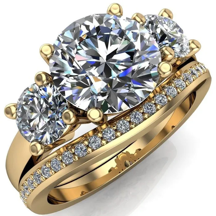 Danelle Round Center Stone Under Bezel Engagement Ring Fire Brilliance Rings