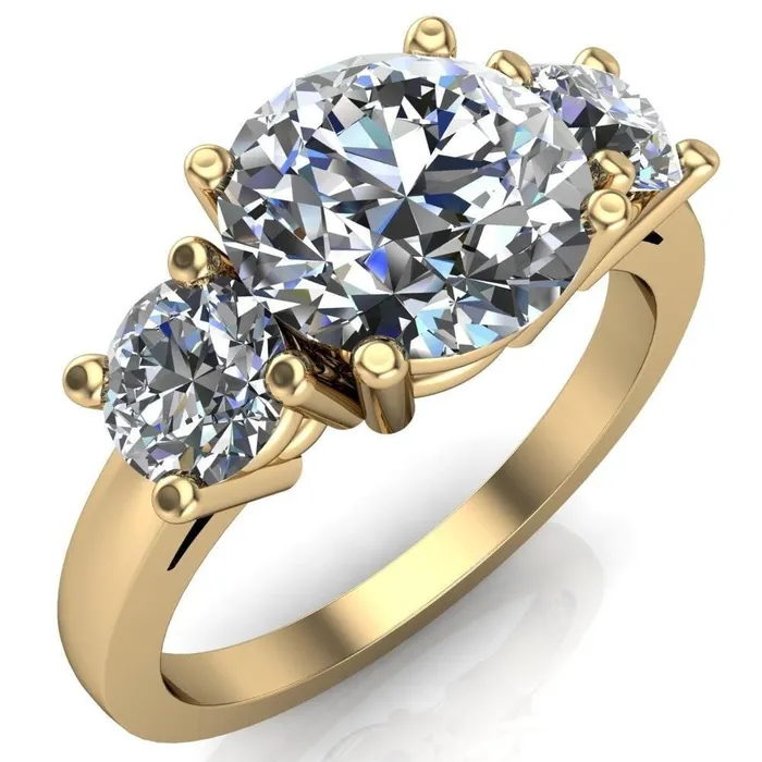 Danelle Round Center Stone Under Bezel Engagement Ring Fire Brilliance Rings
