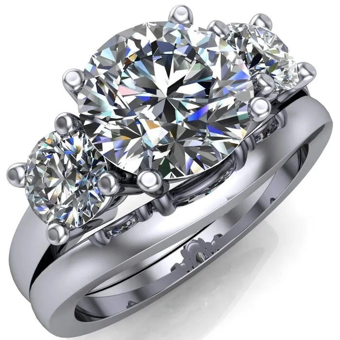 Danelle Round Center Stone Under Bezel Engagement Ring Fire Brilliance Rings