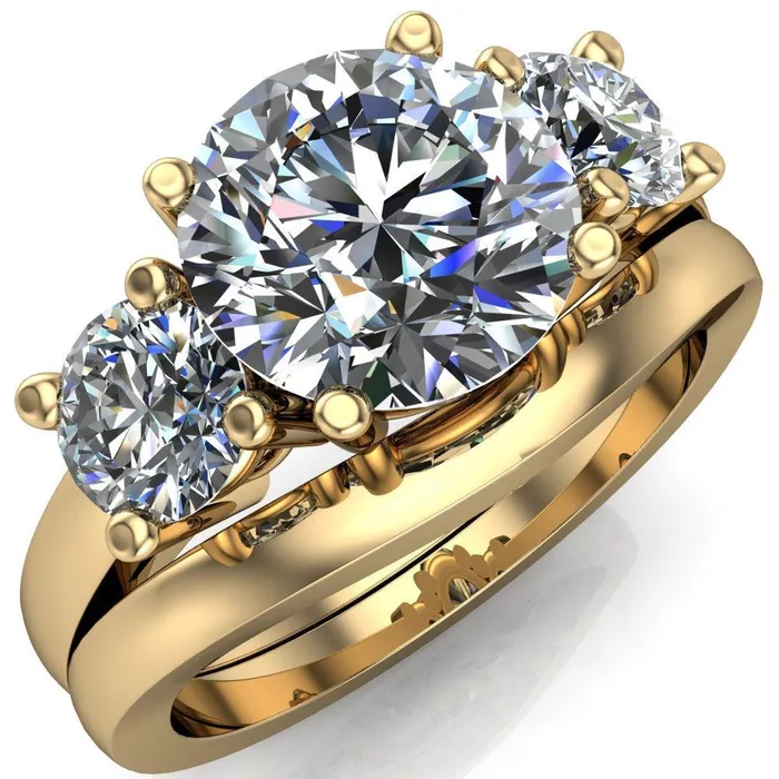 Danelle Round Center Stone Under Bezel Engagement Ring Fire Brilliance Rings