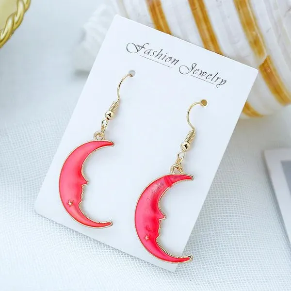 E1036 Gold Pink Moon Earrings 01 Earrings