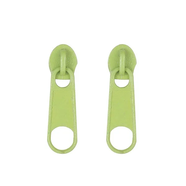 E1063 Lime Green Metal Zipper Earrings 01 Earrings