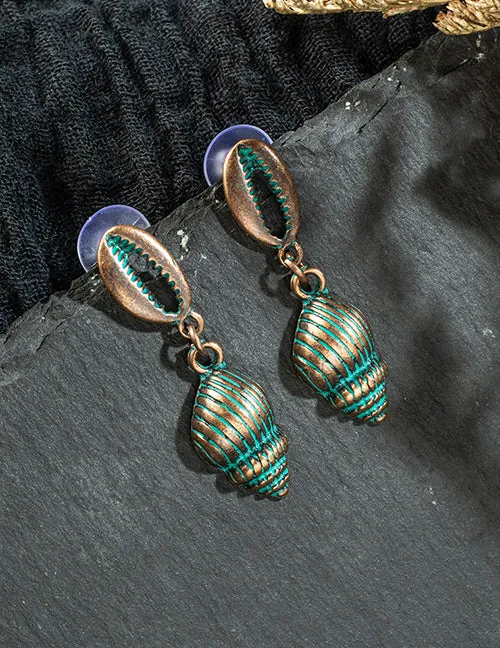 E1649 Bronze Sea Shell Earrings 02 Earrings