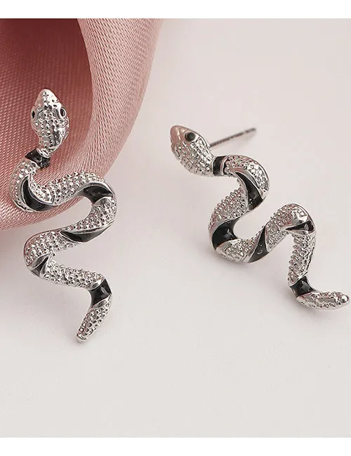 E286 Silver Snake Earrings 02 Earrings