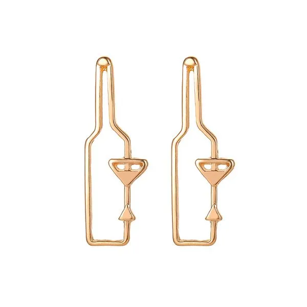 Earrings 01 E577 Gold Wine Bottle Glass Earrings