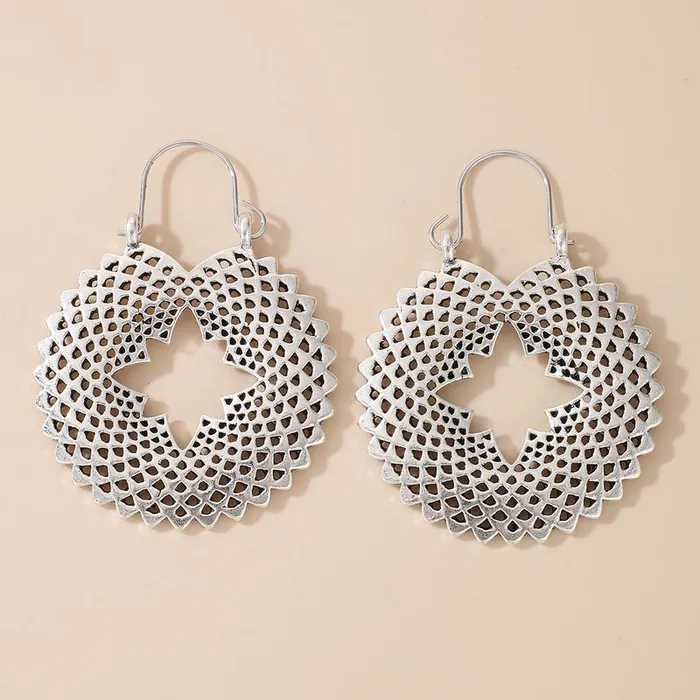 Earrings 01 E749 Silver Round Filigree Earrings
