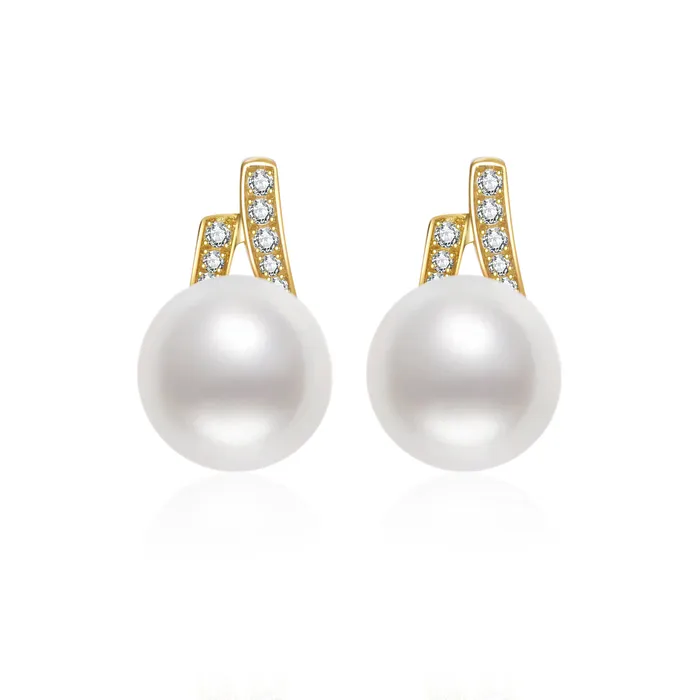 Earrings 18K Solid Gold Freshwater Pearl Earrings KE00184 Pearly Lustre