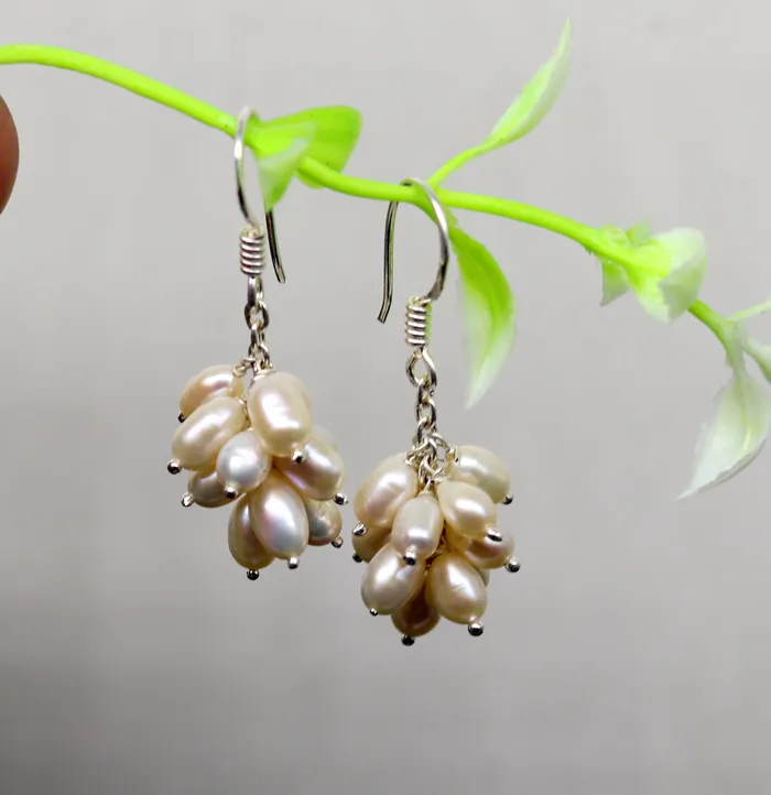 Earrings 925 sterling silver handmade hoops earring fabulous tiny fresh water pearl earring amazing customized bridesmaid pearl earring ear480 TRIBAL ORNAMENTS