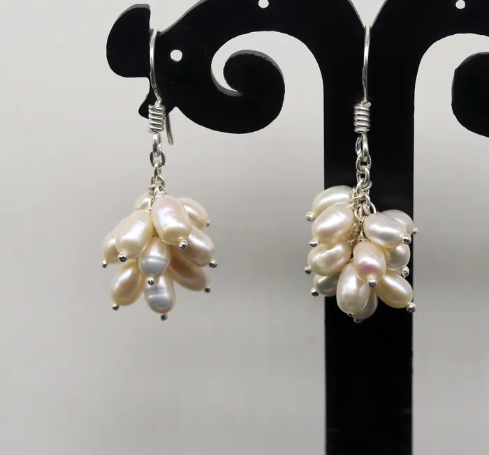 Earrings 925 sterling silver handmade hoops earring fabulous tiny fresh water pearl earring amazing customized bridesmaid pearl earring ear480 TRIBAL ORNAMENTS