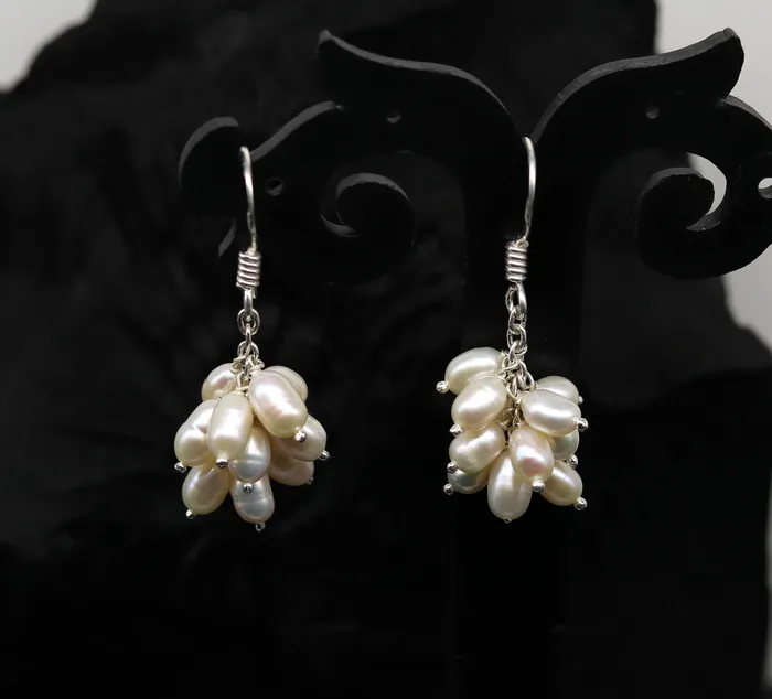 Earrings 925 sterling silver handmade hoops earring fabulous tiny fresh water pearl earring amazing customized bridesmaid pearl earring ear480 TRIBAL ORNAMENTS