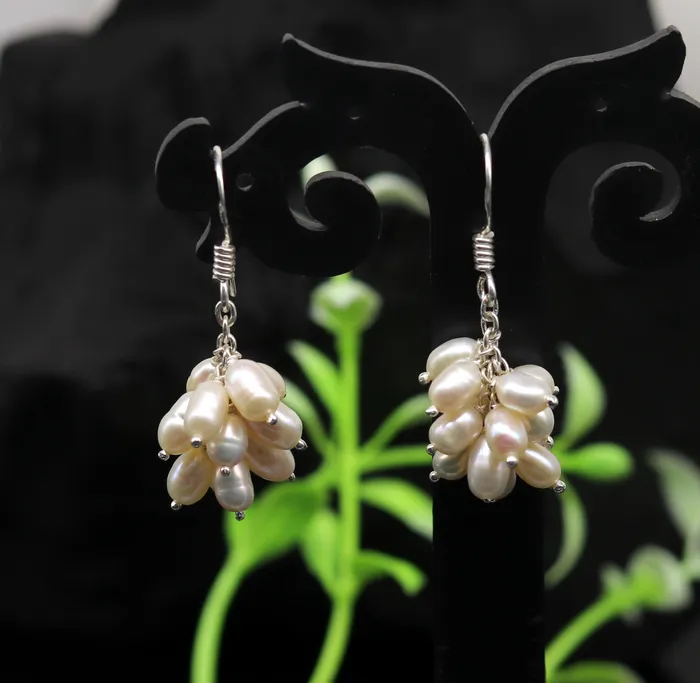 Earrings 925 sterling silver handmade hoops earring fabulous tiny fresh water pearl earring amazing customized bridesmaid pearl earring ear480 TRIBAL ORNAMENTS
