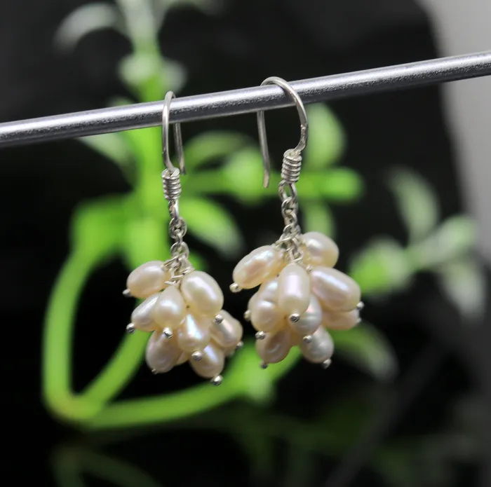 Earrings 925 sterling silver handmade hoops earring fabulous tiny fresh water pearl earring amazing customized bridesmaid pearl earring ear480 TRIBAL ORNAMENTS