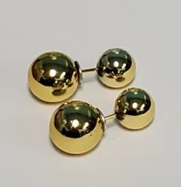 Earrings E162 Gold Small Double Ball Earrings Susan